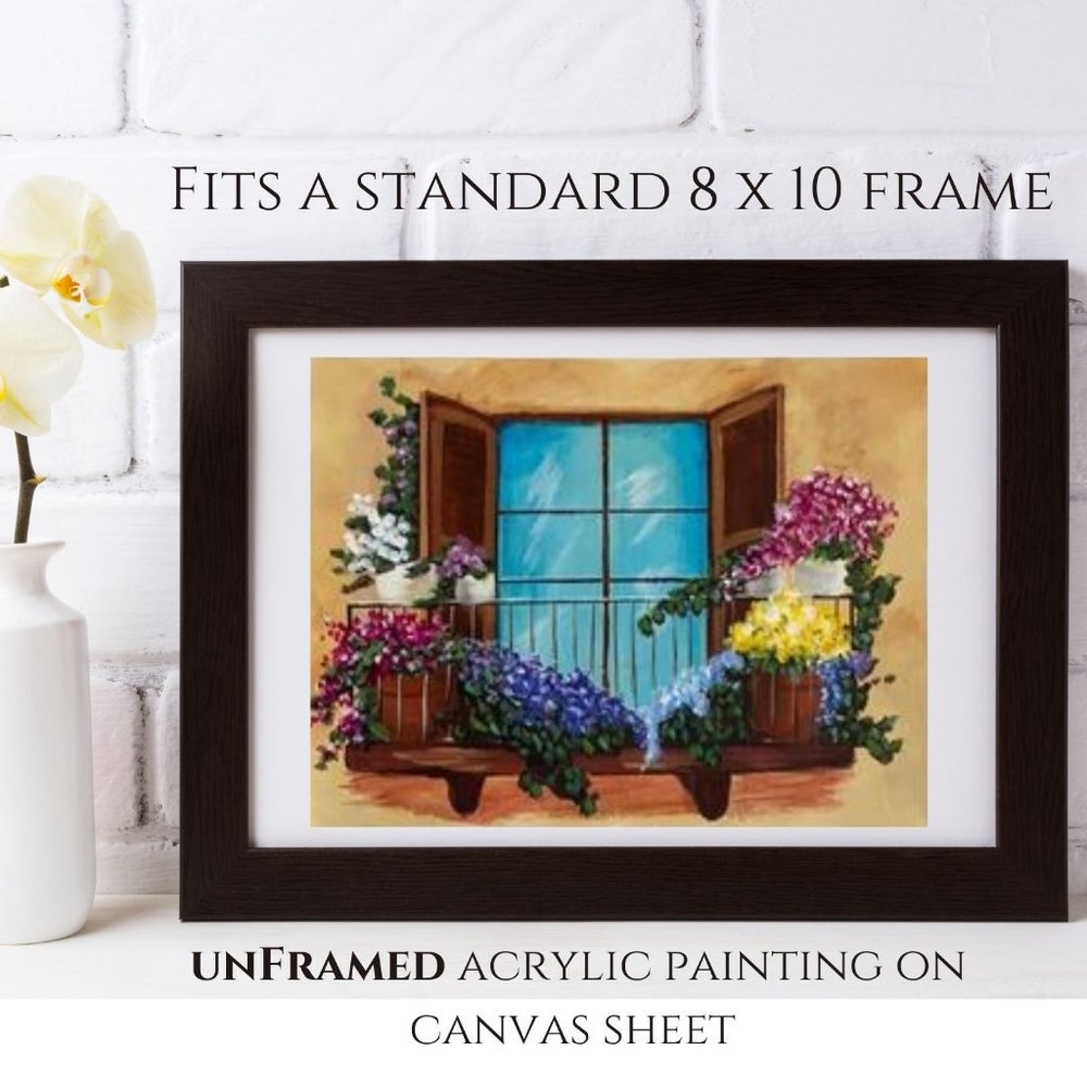 Balcony Flower Garden Spring Botanical Wall Decor Fashion Art Floral Painting